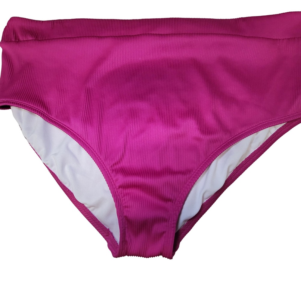 Freshwater Womens Magenta Ribbed High Waist‎ High Leg Bikini Bottom FA44S108PN